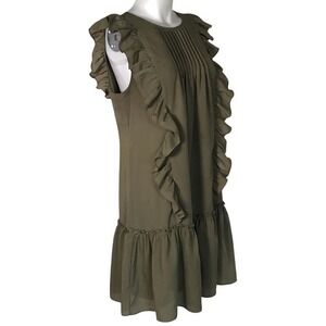 BANANA REPUBLIC GREEN‎ SLEEVELESS RUFFLE DRESS